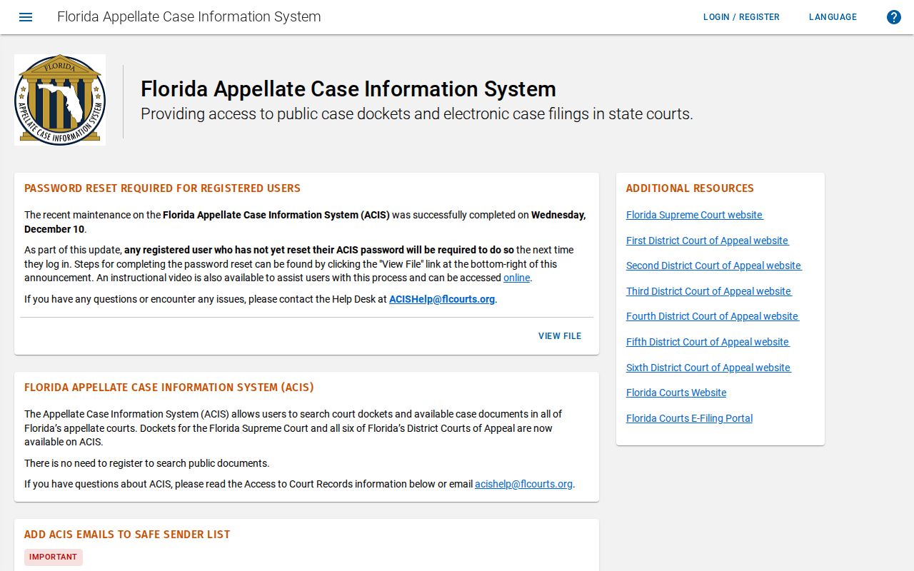Franklin County criminal appeal case lookup in Florida ACIS