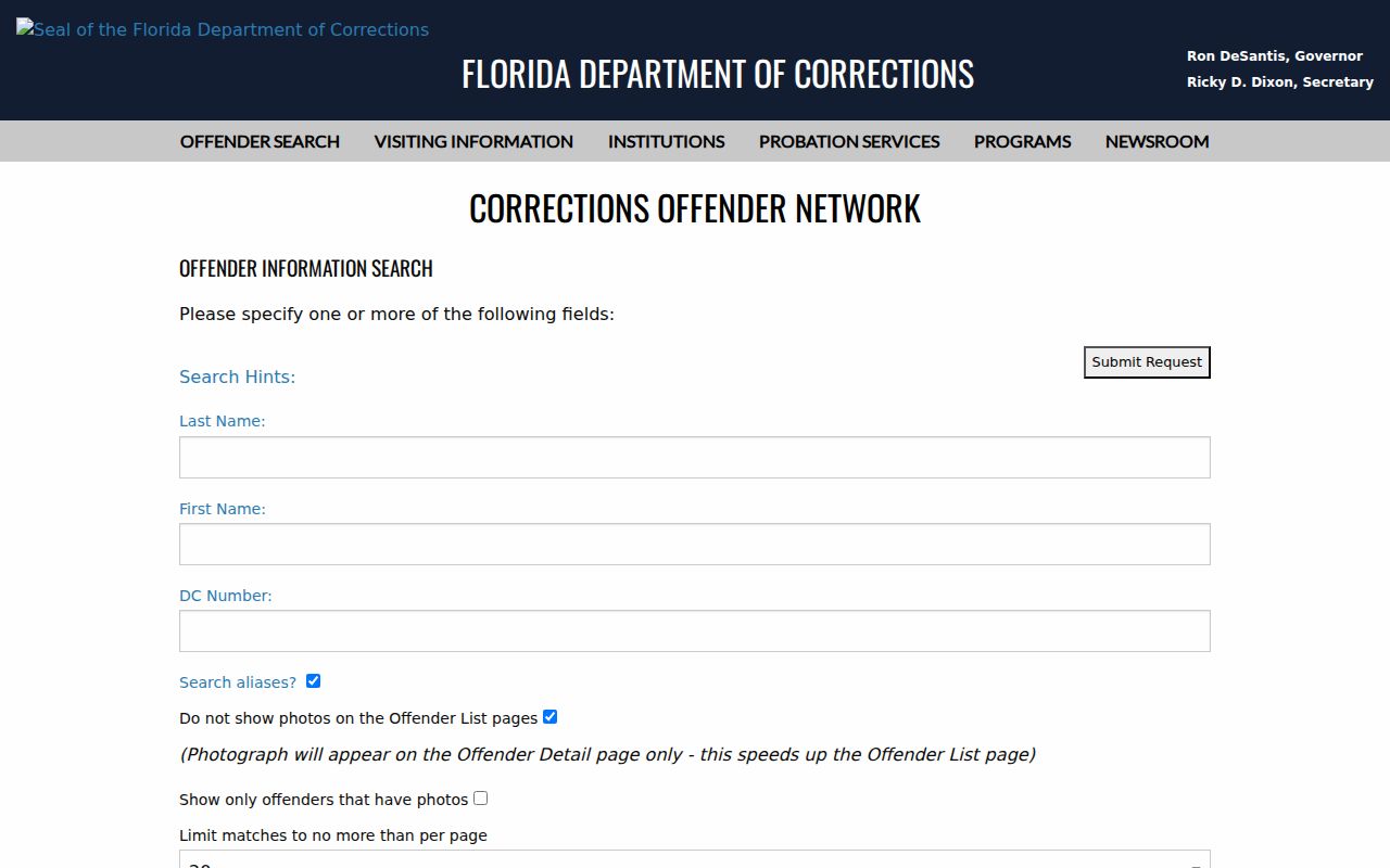 Franklin County criminal history FDC offender search