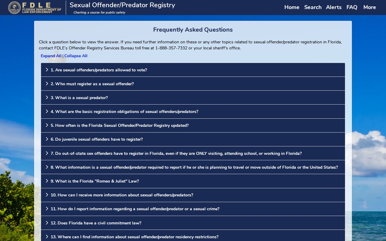 Franklin County sex offender registry flyer and FDLE help information